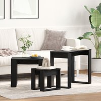 Berkfield Home 3-Piece Nesting Tables in Black Oak Fast Engineering Wood