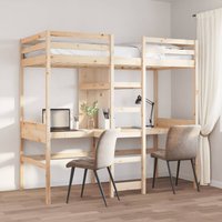 Berkfield Home Loft Bed Frame without Mattress 75x190cm Solid Wood Pine in Brown | Size: 75x190 cm