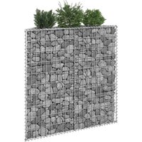 Berkfield Home Trapezium Gabion Raised Bed Galvanised Steel 100x20x100 cm in Silver | Size: 100 x 20 x 100 cm