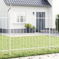 Berkfield Home White Garden Fence with Hoop Top, 3.4m x 1.25m - Made of Steel
