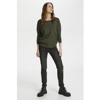 Saint Tropez Women's MilaSZ R-Neck Pullover in Dark Olive | Size: Large
