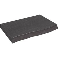 Berkfield Home Wall Shelf Dark Grey 60x40x(2-6) cm Treated Solid Wood Oak in Brown