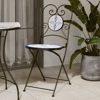 Berkfield Home Bistro Chairs Foldable 2 pcs Blue & White Ceramic