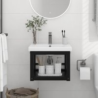 Berkfield Home Wall-mounted Bathroom Washbasin Frame Black 40x38x31 cm Iron | Size: 40 x 38 x 31 cm