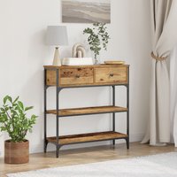 Berkfield Home Console Table Old Wood 72, 5x25x75 cm Engineered Wood & Steel in Brown | Size: 5 x 25 x 75 cm