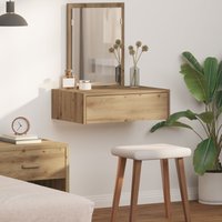 Berkfield Home Wall Hanging Dressing Table Artisan Oak 60x40x70 cm in Brown | Size: 60 x 40 x 70 cm