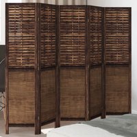 Berkfield Home Room Divider 5 Panels Dark Brown Solid Wood Paulownia