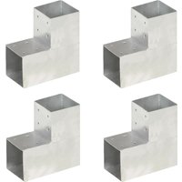 Berkfield Home Post Connectors 4 pcs L Shape Galvanised Metal 101x101 mm in Silver