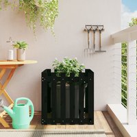 Berkfield Home Garden Planter with Fence Design Black 60x60x60 cm Solid Wood Pine | Size: 60 x 60 x 60 cm