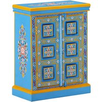 Berkfield Home Sideboard Solid Mango Wood Turquoise Hand Painted