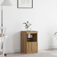 Berkfield Home Sideboard with LED Lights Artisan Oak 41x37x67 cm in Brown | Size: 41 x 37 x 67 cm