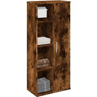 Berkfield Home Bathroom Cabinet with Roll Holder Smoked Oak 39x22x90 cm in Brown | Size: 39 x 22 x 90 cm