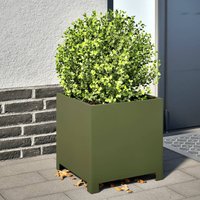 Berkfield Home Garden Planter Olive Green 40x40x40 cm Steel | Size: 40 x 40 x 40 cm