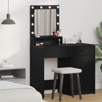 Berkfield Home Black Oak Dressing Table with LED Lights - 50x41x135 cm | Size: 50 x 41 x 135 cm