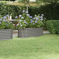 Berkfield Home Garden Raised Bed Powder-coated Steel 114x40x36 cm Grey | Size: 114 x 40 x 36 cm