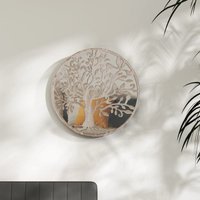 Berkfield Home Mirror Sand 60x2.5 cm Iron Round for Indoor Use in Beige