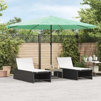 Berkfield Home Garden Parasol with Steel Pole Green 388x388x248 cm | Size: 388 x 388 x 248 cm