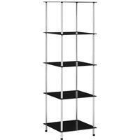 Berkfield Home 5-Tier Shelf Black 40x40x130 cm Tempered Glass | Size: 40 x 40 x 130 cm