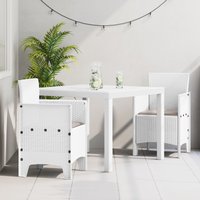 Berkfield Home 3 Piece Garden Dining Set with Cushions White Poly Rattan
