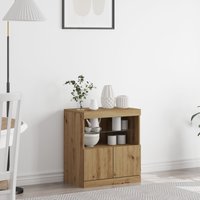 Berkfield Home Sideboard with LED Lights Artisan Oak 60x37x67 cm in Brown | Size: 60 x 37 x 67 cm