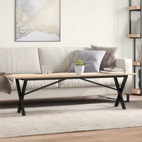Berkfield Home Coffee Table X-Frame 160x40x45 cm Solid Wood Pine & Steel in Brown | Size: 160 x 40 x 45 cm