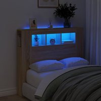 Berkfield Home LED Headboard Sonoma Oak 120x18.5x103.5 cm Engineered Wood in Brown