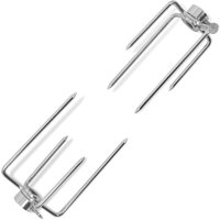 Berkfield Home BBQ Rotisserie Spit Forks 2 pcs Steel