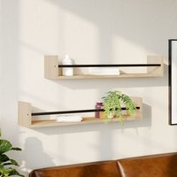 Berkfield Home Wall Shelves with Bars 2 pcs Sonoma Oak 80x16x14 cm in Brown | Size: 80 x 16 x 14 cm