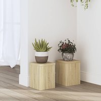 Berkfield Home Plant Stands 2 pcs Sonoma Oak 15x15x20 cm Engineered Wood in Brown | Size: 15 x 15 x 20 cm