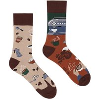 SPOX SOX Men's 1 Pack Mismatched Novelty Odd Socks - Coffee in Brown | Size: 7-10