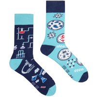 SPOX SOX Men's 1 Pack Mismatched Novelty Odd Socks - Laboratory in Blue | Size: 11-13