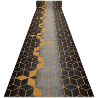 RugsX Anti-Slip Heksagon Runner in Black | Size: 57 cm x 200 cm