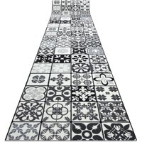 RugsX Anti-Slip Azulejo Runner in Grey | Size: 57 cm x 430 cm