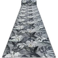 RugsX Anti-Slip Monstera Runner in Grey | Size: 100 cm x 260 cm