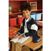Cool Club Boy's Zip-Up Varsity Sweatshirt in Navy | Size: 7 Years