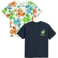 Cool Club Boy's 2-Pack Short Sleeve Dinosaur Printed T-Shirts in White | Size: 6 Years