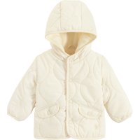 Cool Club Quilted Hooded Button Up Jacket with pockets in White | Size: 6-9 m