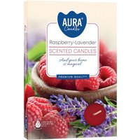 KDMD Set of 6 Scented Tealights - Raspberry & White Lavender in Red