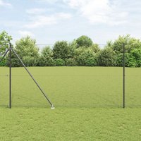 Berkfield Home Metal Fence Post Set Set of 2 Grey Metal, Plastic 10 x 1.5 m
