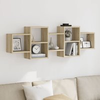 Berkfield Home Wall Shelf Sonoma Oak 129x18x42 cm Engineered Wood in Brown | Size: 129 x 18 x 42 cm