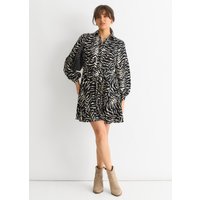 Gini London Women's Mono Zebra Belted Shirt Dress in Black | Size: 8