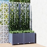 Berkfield Home Garden Planter with Trellis Dark Grey 80x40x136 cm PP | Size: 80 x 40 x 136 cm