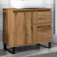 Berkfield Home Bathroom Sink Cabinet Artisan Oak 65x33x60 cm Engineered Wood in Brown | Size: 65 x 33 x 60 cm