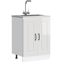 Berkfield Home Sink Base Cabinet Kalmar High Gloss White 60x46x81.5 cm Engineered Wood