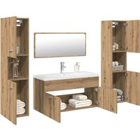 Berkfield Home 5 Piece Bathroom Furniture Set Artisan Oak Engineered Wood in Brown