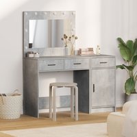 Berkfield Home 2-Piece Dressing Table Set with LED in Concrete Grey Made from Engineered Wood
