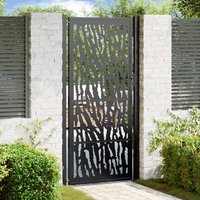 Berkfield Home Garden Gate Black 105x205 cm Steel Trace Design
