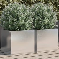Berkfield Home Planters 2 pcs Silver 32x30x29 cm Stainless Steel | Size: 32 x 30 x 29 cm