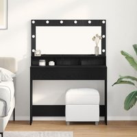 Berkfield Home Makeup Table with LED Lights - Black Oak, 100x41x135 cm | Size: 100 x 41 x 135 cm