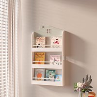 Xample Kids Bookcase Wall Shelf, Wooden Bookshelf Storage Display Rack Book Organizer in White
